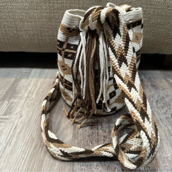 Bucket Bag Mini Tassel Aztec Boho Festival Southwestern 70s - Picture 5 of 7